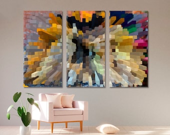 Squares | Abstract Geometric Pattern On Canvas Print, Futuristic Modern Painting, Trendy Artwork Canvas Print, Cube Abstract Wall Decor