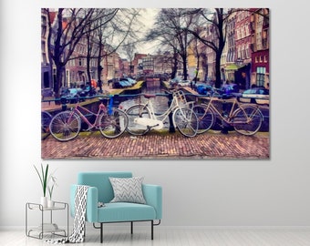 Amsterdam | Beautiful European Cityscape Canvas Print, Modern Style Fine Art Canvas Print, Art Print Wall Décor, Split Art, Extra Large Art