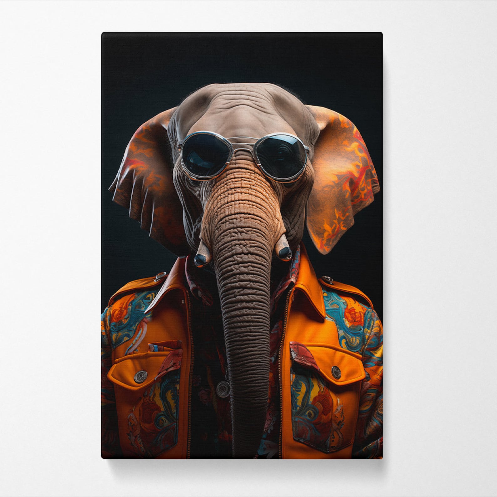 Stylish Elephant Wall Art, Elephant With Sunglasses Canvas Print ...