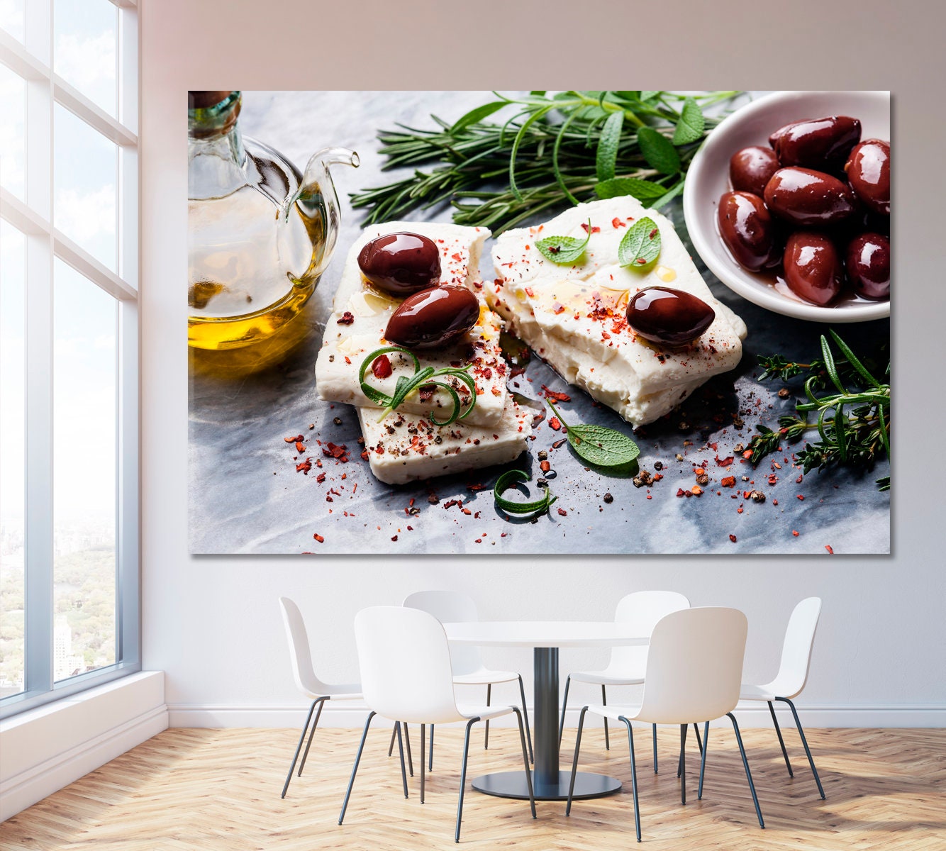 Greek Food Wall Decor, Health Food Canvas Art, Restaurant Decor, Kitchen Decor, Healthy Food Multi Panel, Canvas Set, Split Canvas