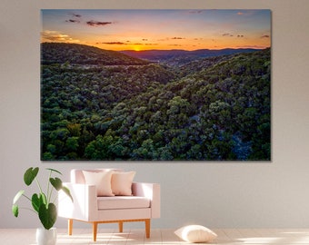 Decoração de parede grande com paisagem natural do oeste do Texas, impressão em tela de floresta montanhosa do Texas, arte fotográfica do vale do Texas, painel de parede com cenário dos EUA