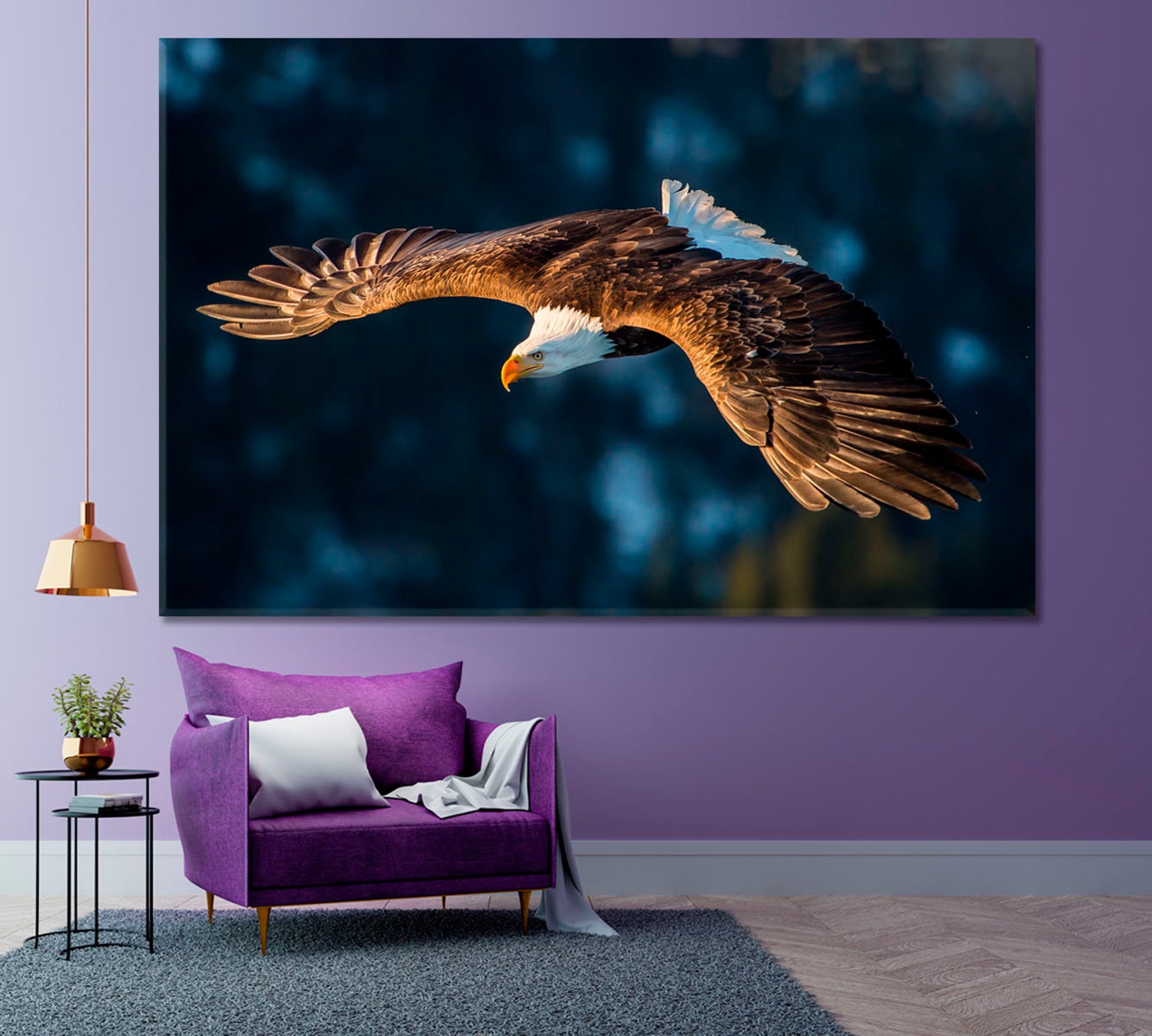 Soaring American Bald Eagle Wall Art Canvas Print Eagle Etsy