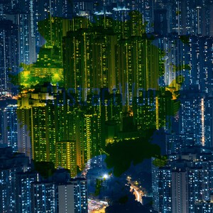 Abstract City Top View Photo Poster, Skyscrapers Building Wall Art ...