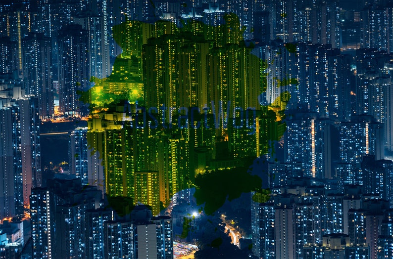 Abstract City Top View Photo Poster, Skyscrapers Building Wall Art ...