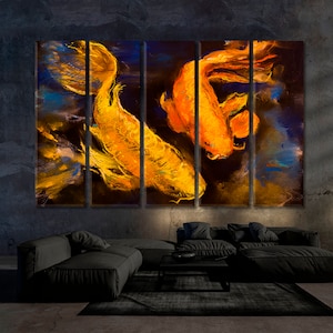 Koi Fish Wall Art, Golden Fish Wall Decor, Trendy Large Wall Décor For Home Canvas Print, Fish Multi Panels, Beautiful Koi Fish, Modern Art