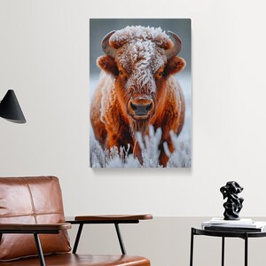Bison Canvas Print, Bison in the Snow Wild Animal Print Wall Art, Bison Canvas Art, Bison Art Print, Bison Wall Decor, Bison Large Print