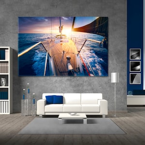 Cruise | Sailing Regatta Large Wall Décor, Yacht Race Photo Canvas Print, Sailing Boat Art, Seascape Poster Print, Sunset Extreme Sport Art