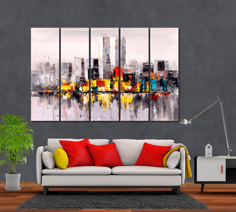 NY Skyline Large Wall D\u00e9cor For Home View Of New York American City Art Decor US Skyscraper Wall Panels New York City Canvas Print
