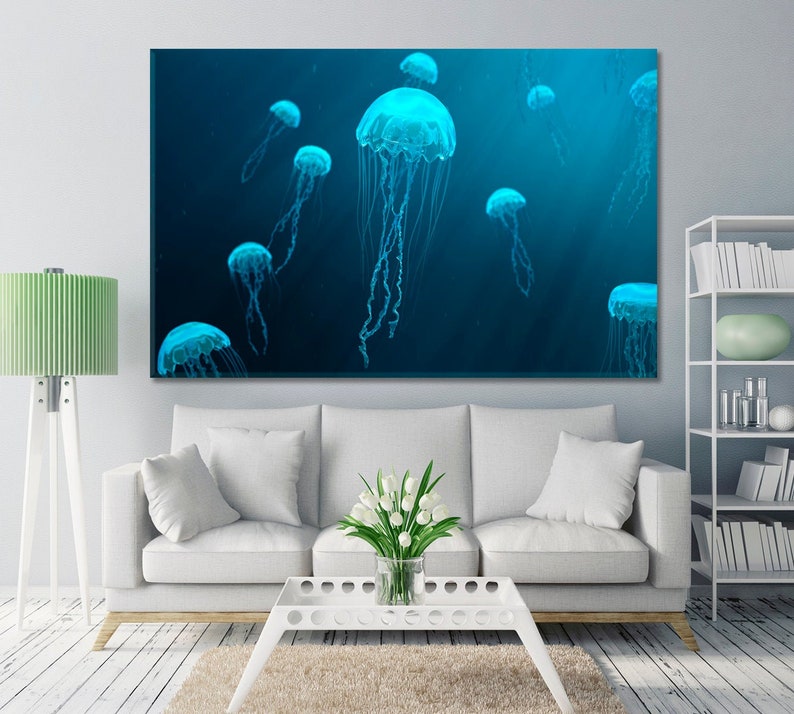 Jellyfish Jellyfishes Wall Decor Jellyfish Multi Panels Etsy