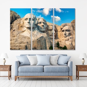 Mount Rushmore Wall Art Print, Four Presidents Landmarks Photo Poster Print, Washington Jefferson Roosevelt Lincoln On Canvas Print Decor