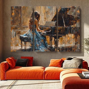 Woman Playing Piano Wall Art, Piano Art, Music Canvas Print, Elegant ...