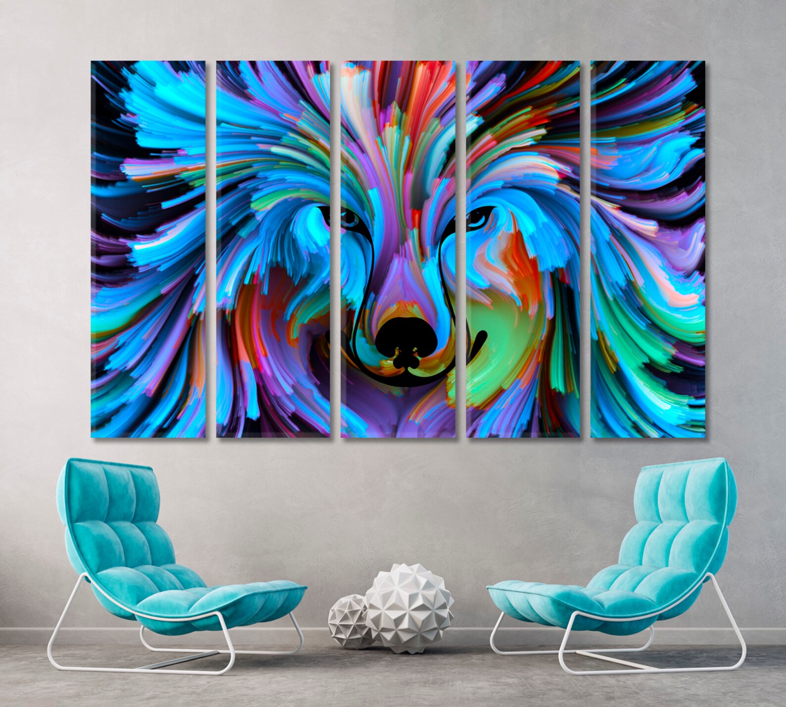 Wolf Dog Abstract Vivid Canvas Print Big Canvas Print Etsy