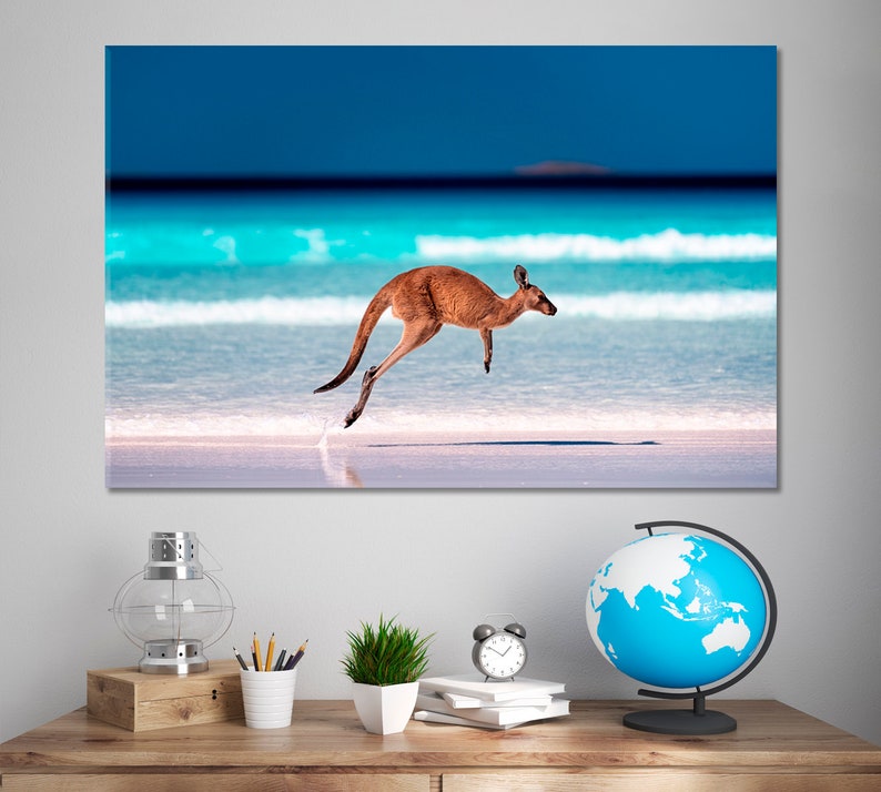 Fauna Australian Beach Art Print D\u00e9cor Home Office Ocean Turquoise Water Wall Art Kangaroo Island Australia Large Canvas Print Wall Art