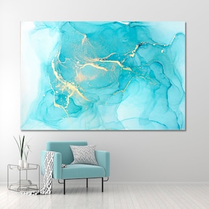 Fluid Marbling Wall Decor Canvas Print, EBRU House Decor, Large Wall Art, Suminagashi Ancient Oriental Turkish Style Drawing ArtWork Decor