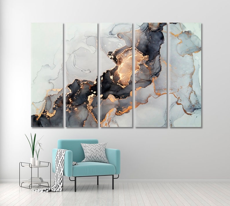 Ink Marble Black and White Canvas Print Large Wall Décor - Etsy