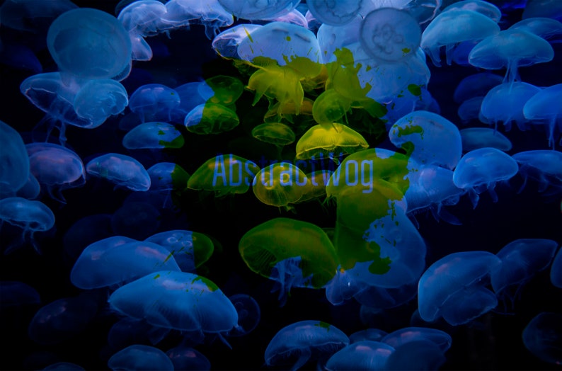Jellyfish Swarm Canvas Print, Marine Life Wall Art, Mystical Underwater Scene, Luminous Blue Oceanic Decor for Contemporary Spaces