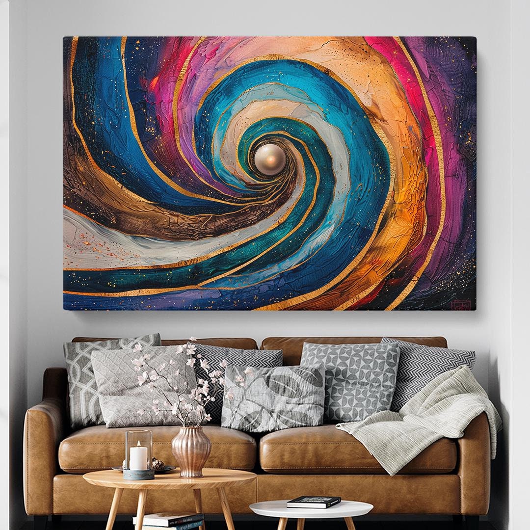 Abstract Spiral Wall Art, Colorful Spiral Galaxy Canvas Print, Abstract ...