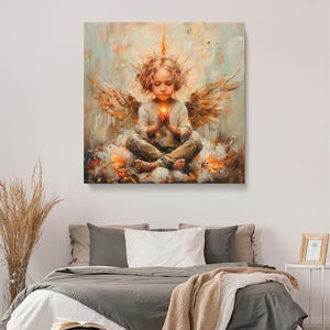 Angel Art Canvas, Angel Canvas Print, Spiritual Wall Art, Angel Artwork, Abstract Angel Kids Room Decor, Inspirational Gift, Fantasy Prints
