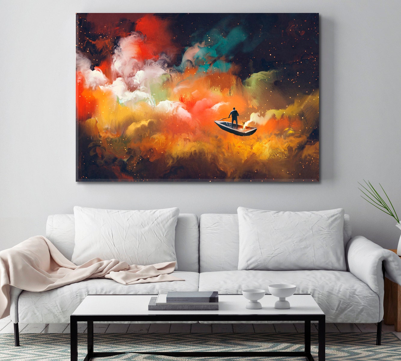 Flying in the Sky Wall Art, Abstract Space Wall Art Canvas Print