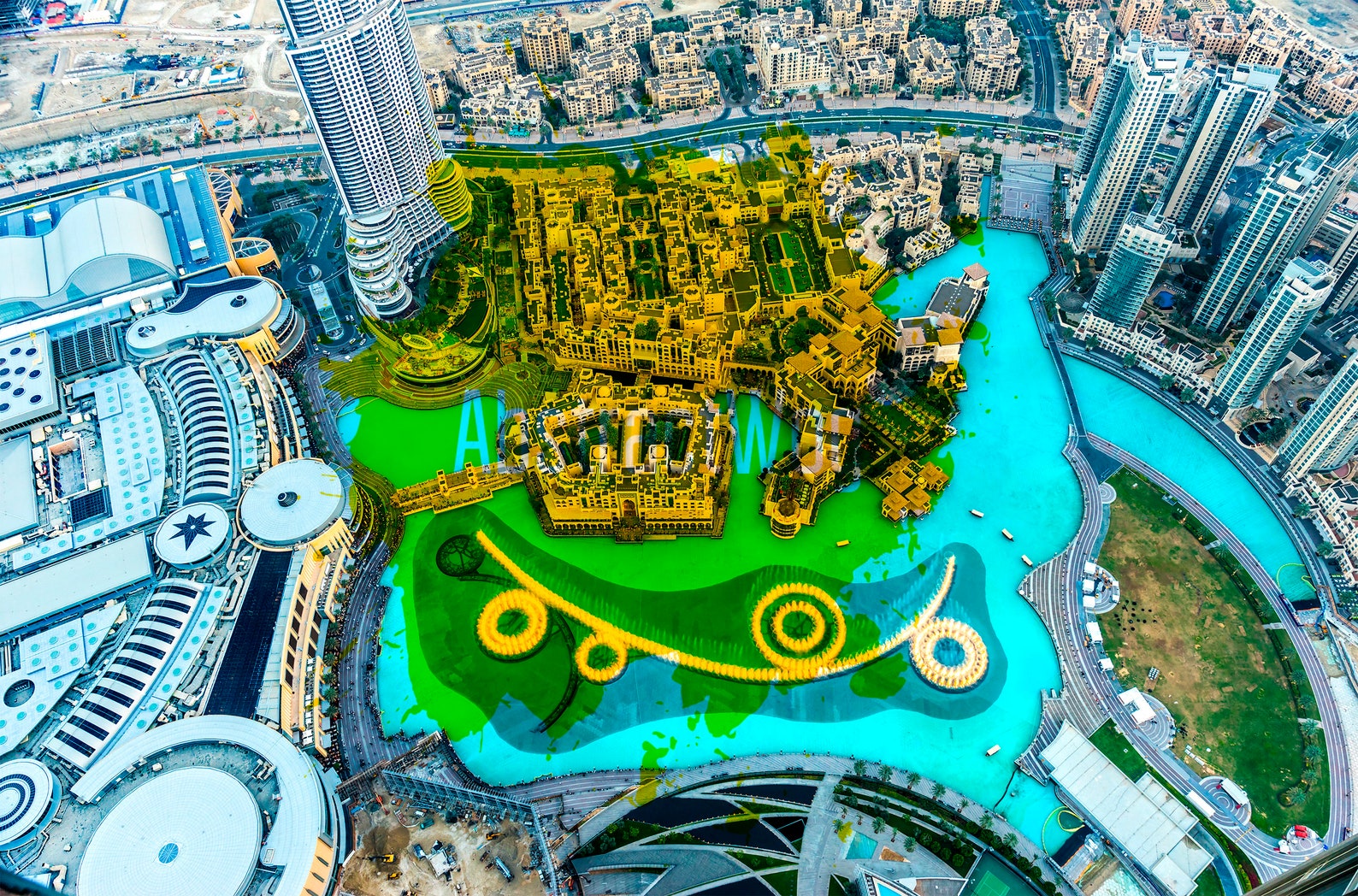 UAE Dubai Downtown Photo Poster Print Dubai Fountain Wall Etsy