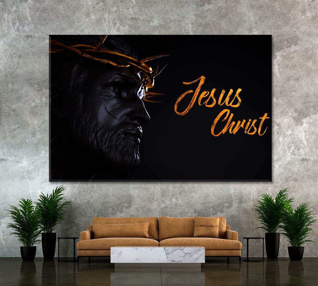 Jesus Wall Art, Jesus Christ Statue Gold Crown Wall Decor, Jesus Christ