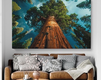 Sequoia Tree Canvas Print, Sequoia Forest Wall Art, Nature Decor for Living Room, Giant Sequoia Photo Print, Forest Large Wall Decor