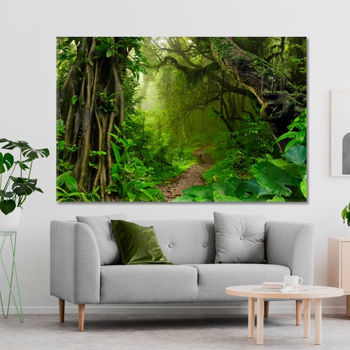 Beautiful Forest Canvas Print Trees Wall Decor Large Tree Art Etsy
