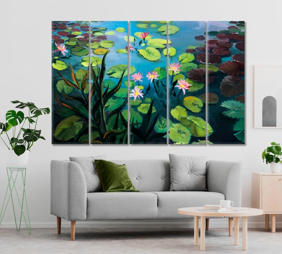 Serenity Colorful Pond Wall Decor Canvas Print Beautiful | Etsy