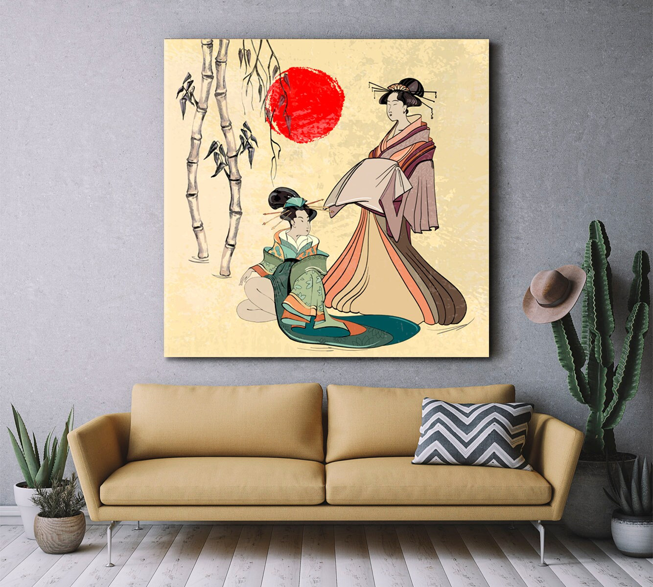 ハンドメイド アート ミラー 壁掛け 和風 伝統/Japanese Style