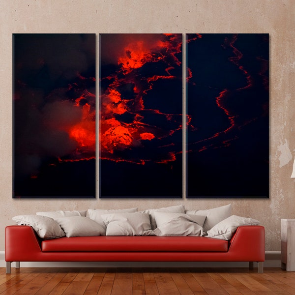 Earth | Fire Flame Photo Wall Decor, Active Lava Flow Art, Volcanic Explosion Art, Lava Flow Canvas Art, Beautiful Abstract Wall Decor