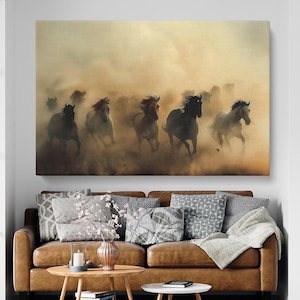 Wilde Pferde Leinwand Druck, Pferd Wandbild, Western Wohndekor, Wilde Pferde Bild Druck, Wilde Pferde großes Kunstwerk, Geschenk für Pferdeliebhaber
