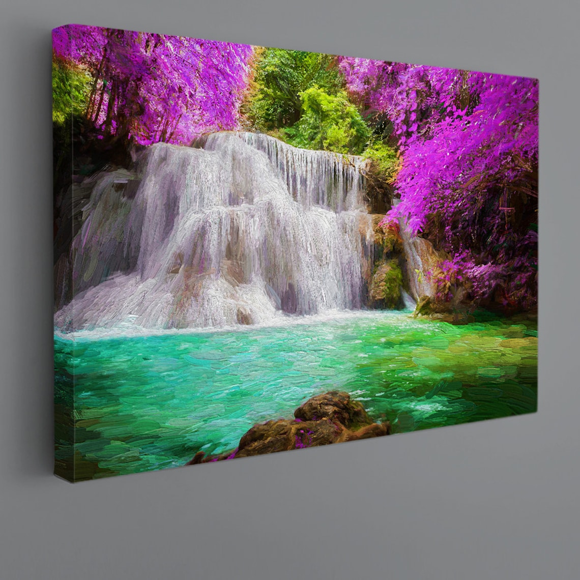 Waterfall Canvas Print Wall Art Stunning Landscape Oil Etsy UK
