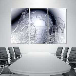 Bull Ad Bear Wall Art | Business Power Concept Art, Bull and Bear Symbol Wall Decor, Market Stock Exchange Art Print, Finance Wall Decor