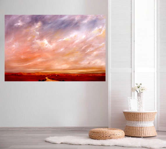 Storm Landscape Road Wall Art, Scenery Wall Art, Nature Painting, Realism Canvas Print Large Wall Decor, Trendy Wall  Panels for Home Decor