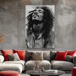 Reggae Wall Art, Black and White Reggae Canvas Print, Reggae Music Artwork, Boho Home Decor, Music Art Decor, Reggae Singer Art Prints