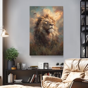 Lion Canvas Print, Wild Lion Wall Decor, Wildlife Wall Art for Living Room or Office, Lion Portrait Art Canvas, Art Print for Animal Lovers