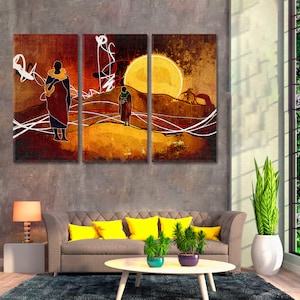 Oeuvre d&#39;art ethnique africaine, art mural rétro abstrait, décoration murale vintage Afrique, art africain antique, art mural rétro ethnique, décoration murale africaine