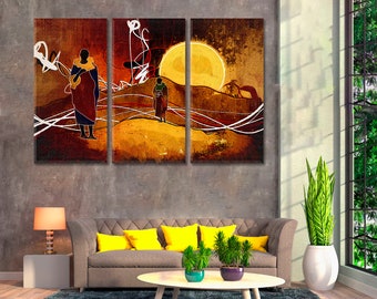 African Ethnic Artwork, Abstract Retro Wall Art, Africa Vintage Wall Decor, Antique African Art, Ethnic Retro Wall Art, African Wall Decor