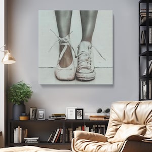 Pointe Wall Art, Pointe and Sneakers Canvas Print, Dance Wall Art, Ballet Shoes Framed Art, Ballet Shoes Wall Art Print, Gift for Dancers