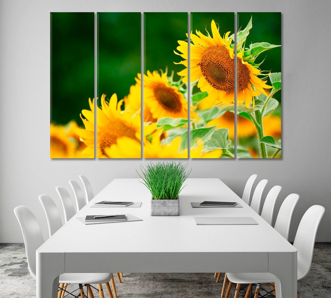 Sunflower Field Bright Yellow Flowers Wall Decor Beautiful Etsy