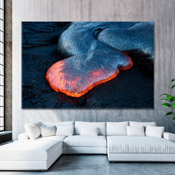 Eruption | Multiple Red Hot Lava Flows Hawaii Attractions Art, Hawaii Volcanoes Photo Poster Print, Big Island Art, Volcanic Lava Art