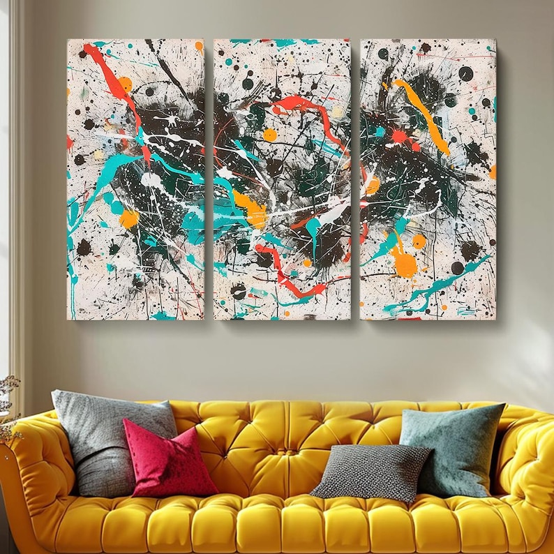 Abstract Splatter Wall Art, Expressionism Wall Decor, Jackson Pollock ...