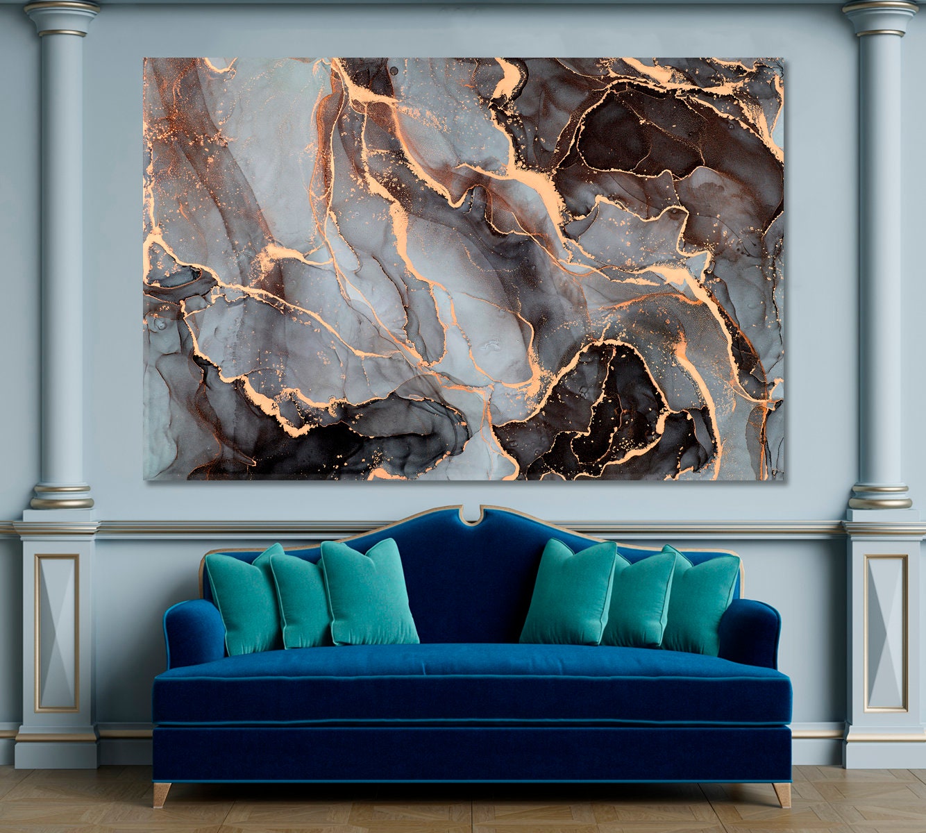 Rumlly 3 stuks moderne abstracte groene planten blad zon lijnen kunst foto's boho canvas schilderij posters prints woonkamer decoratie geschenken 40 x 60 cm x 3 zonder lijst