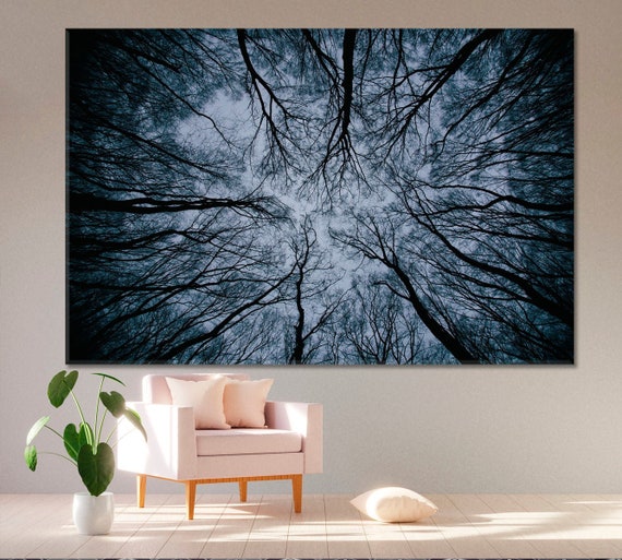 Trees Wall Decor | Forest Wall Art, Trees Canvas Print, Misty Forest Art, Scenery Landscape Art, Magic Forest Artwork,  Mystery Nature Art