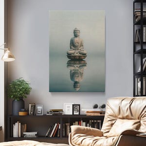 Minimalist Buddha Canvas Print, Zen Wall Art, Yoga Art Room or Bedroom Decor, Buddha Modern Decor, Yoga Art Canvas, Spiritual Prints