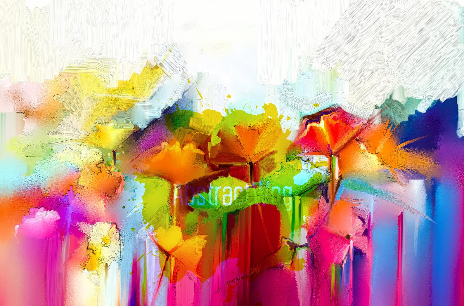 Abstract Colorful Canvas Print Abstract Flower Wall Art Etsy