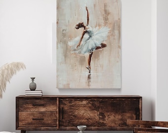Ballerinakunstfoto, elegante ballerina canvasafdruk, balletdanser kunst aan de muur, sierlijk ballerinakunstwerk, cadeau voor balletliefhebbers