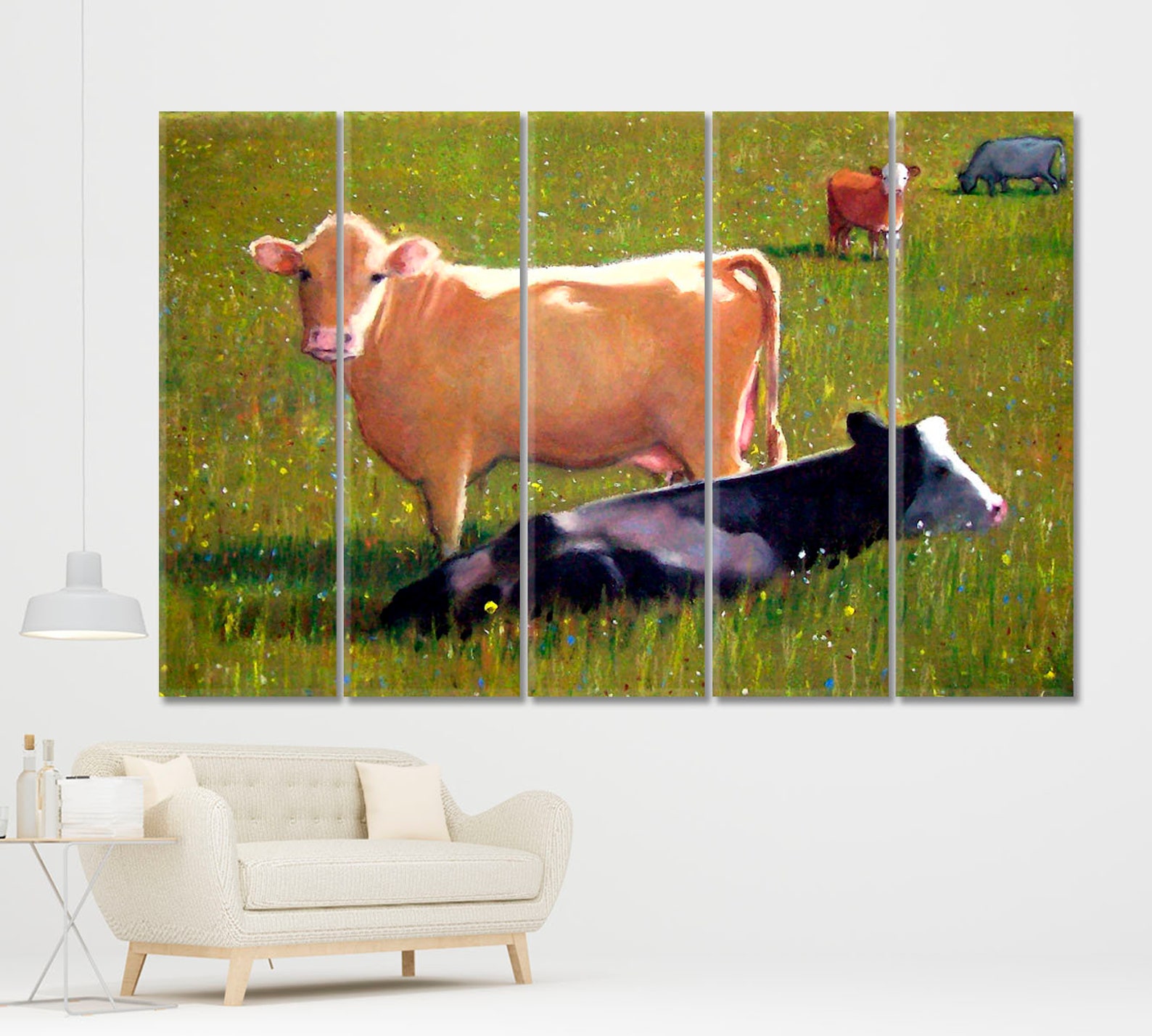 Cow Canvas Print Farm Animal Art Print Farm House Wall | Etsy