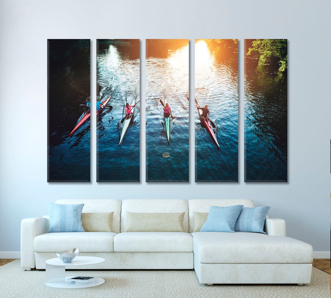 Kayak Wall Art Rowing Race Canvas Print, Sport Modern Wall Decor ...