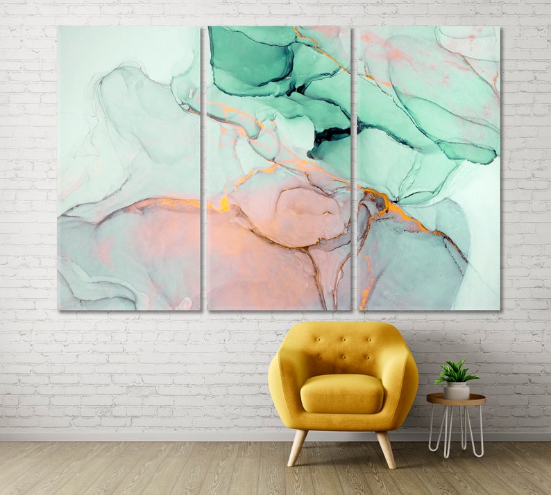 Colorful Abstract Art Canvas Print, Abstract Tiffany Pink Marble Wall ...